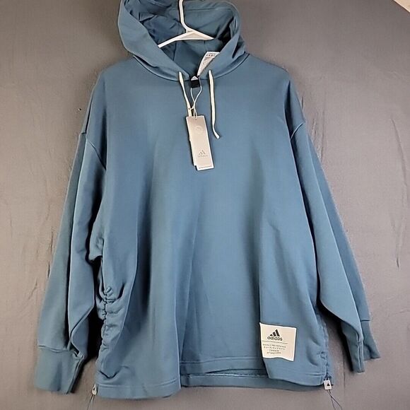 adidas Tops - Adidas Blue‎ French Terry Cinch Pullover Hoodie Size Small NWT